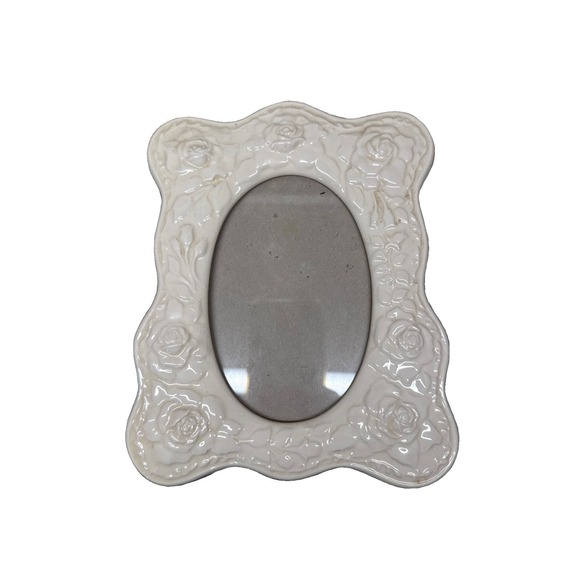 Terragrafics Other - Terragrafics Vintage 80s Ceramic Picture Frame Rose Floral Cottagecore Ornate